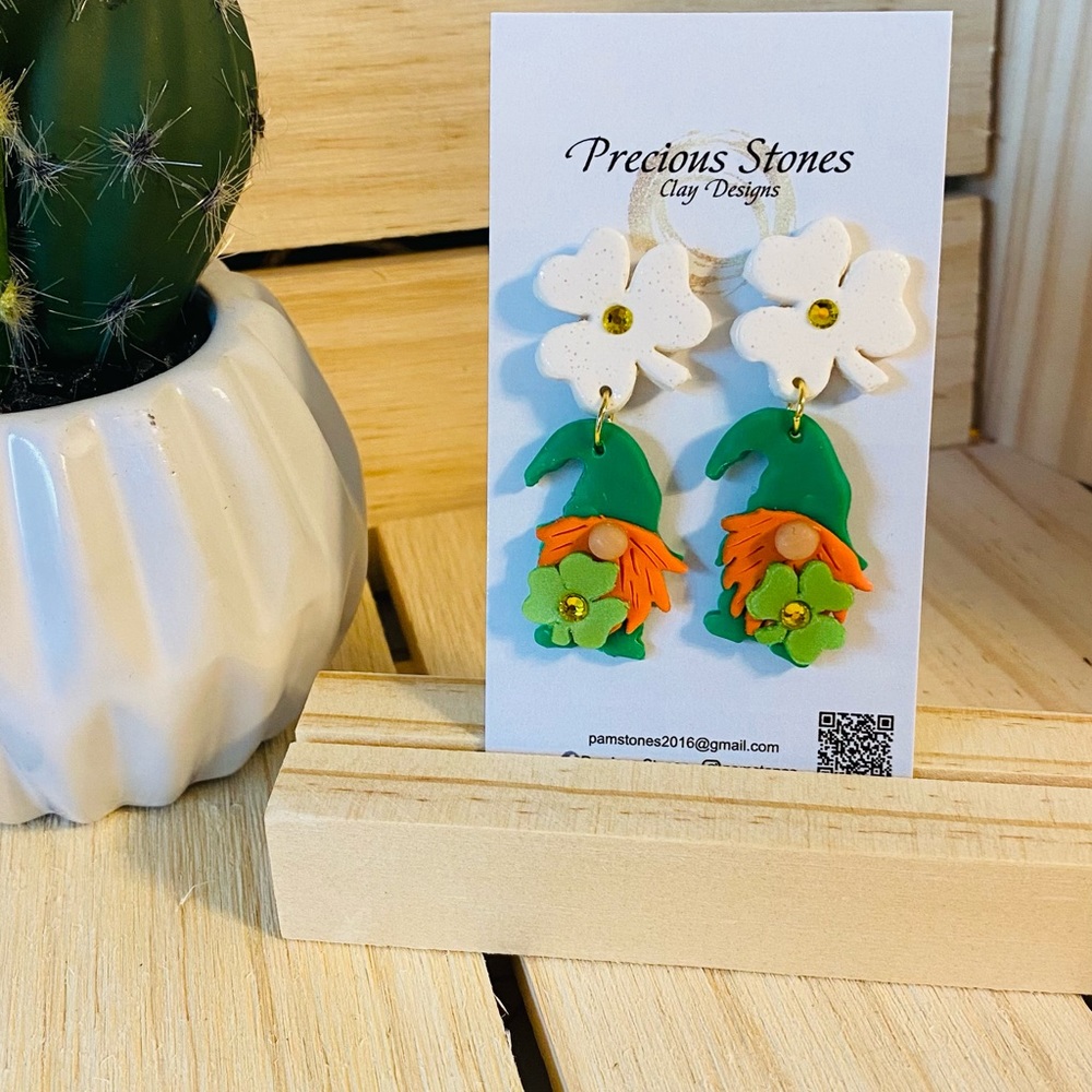 Gnome clay earrings